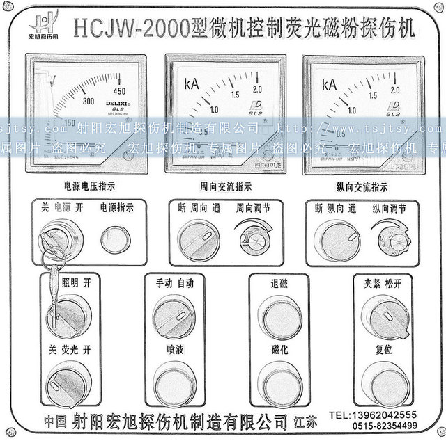 CJW-2000磁粉探伤机控制面板图